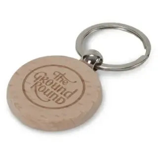 Key ring wood round Ø40mm - LT99714 (gadzety reklamowe)